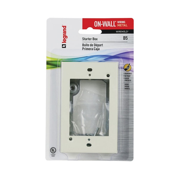 Wiremold Legrand Rectangle Metal 1 gang Extension Starter Box Ivory B-5 - main